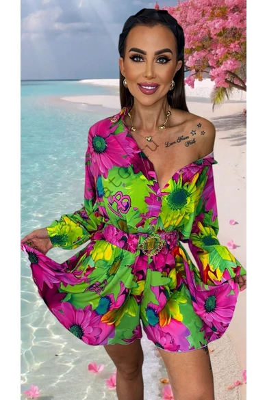 lola-bianka-viragos-bluz-es-short-szett-lila-zold
